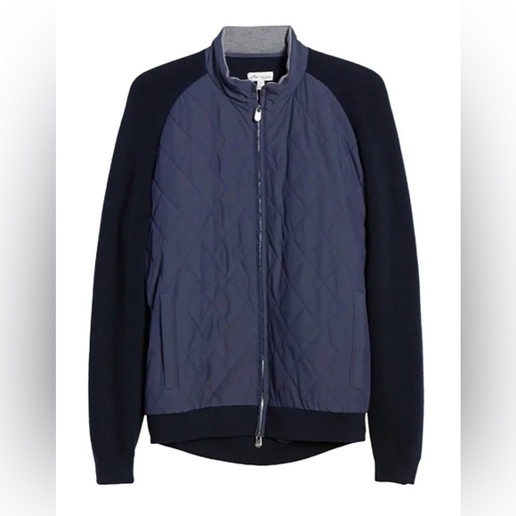 PETER MILLAR MENS NAVY WOOL CROWN ELITE LIGHT QUILTED MIXED MEDIA JACKET SZ L - Picture 6 of 10